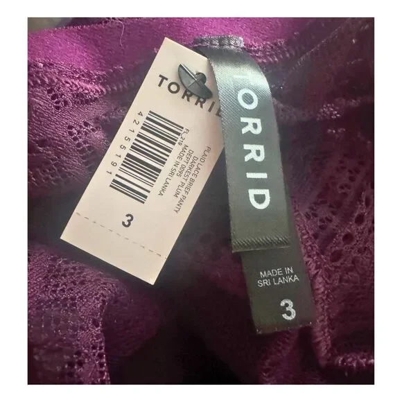 Plum Torrid Plus Size 3X Sexy Alt Goth Punk Plaid Lace Bra & Panty Lingerie Set - Picture 7 of 7